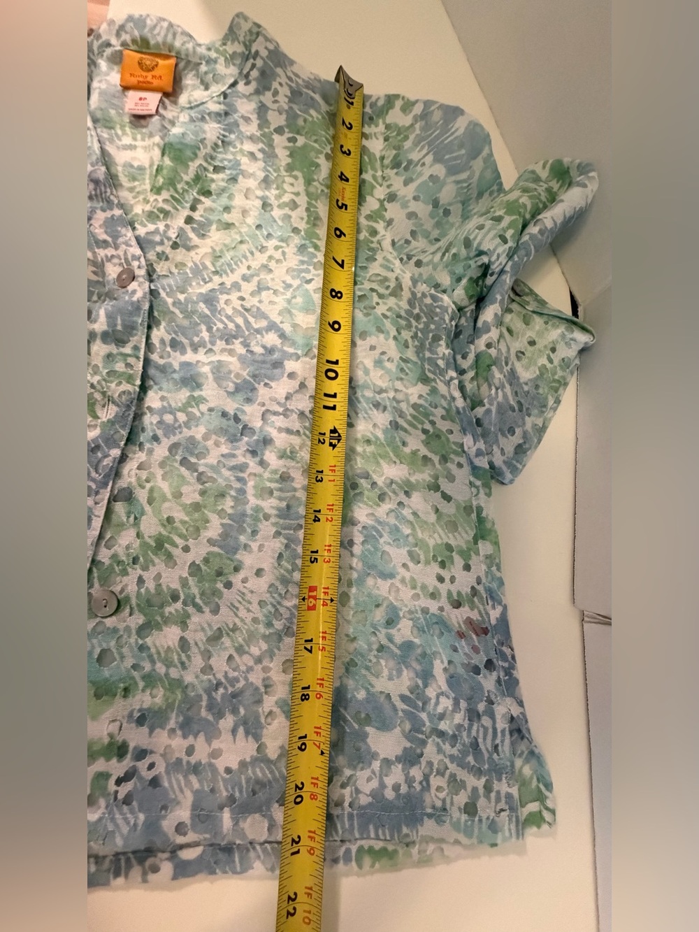 Ruby Rd. Light Green & Blue Abstract Button-Down Shirt - Picture 6 of 7